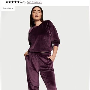 Brand new velour rib sweat suit set deep purple